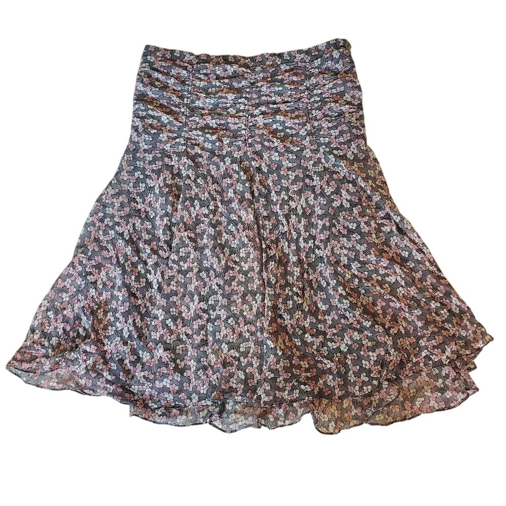 MAX STUDIO Women's 's Multicolor Floral Print 100% Silk Skirt Size Medium Y2k